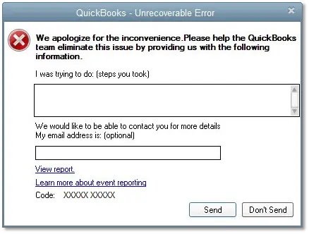 QuickBooks Unrecoverable Error Message xxxxx xxxxx