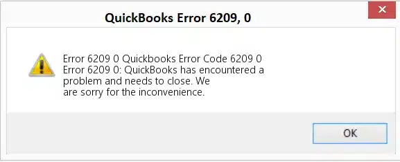 QuickBooks Data Error Code 6209