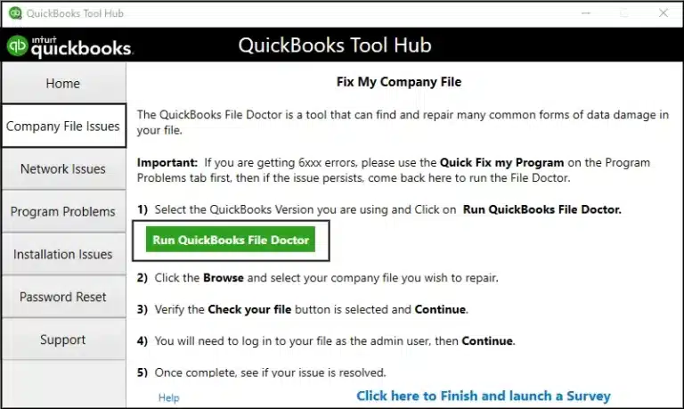 QuickBooks File Doctor Screenshot