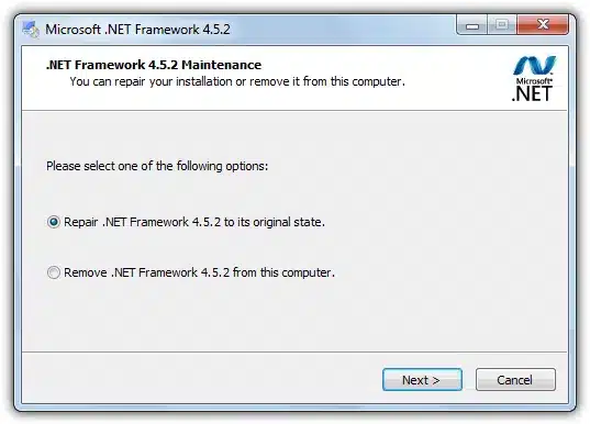 Repair the installed Microsoft.net framework