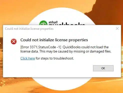 QuickBooks Error 3371 with Status Code 1